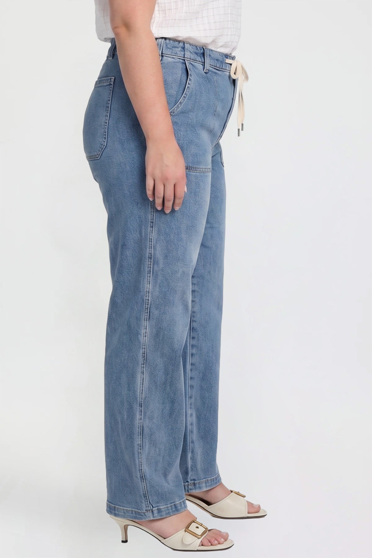 Women's Tie Front Wide Leg Jeans