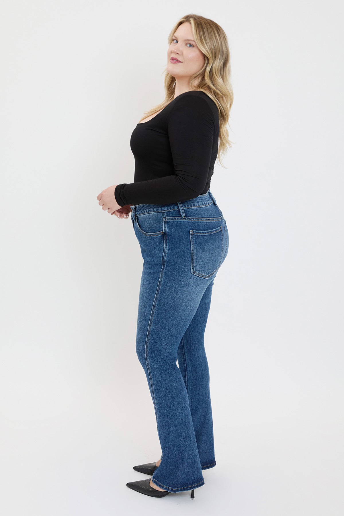 Women's Plus Curve Seam Flare Jeans