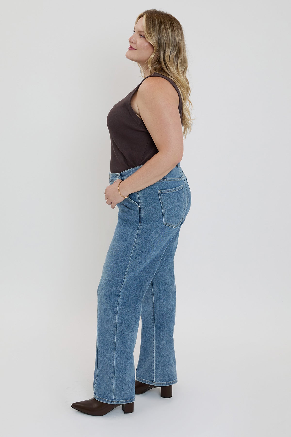 Women's Plus Front Seam Wide Leg Jeans