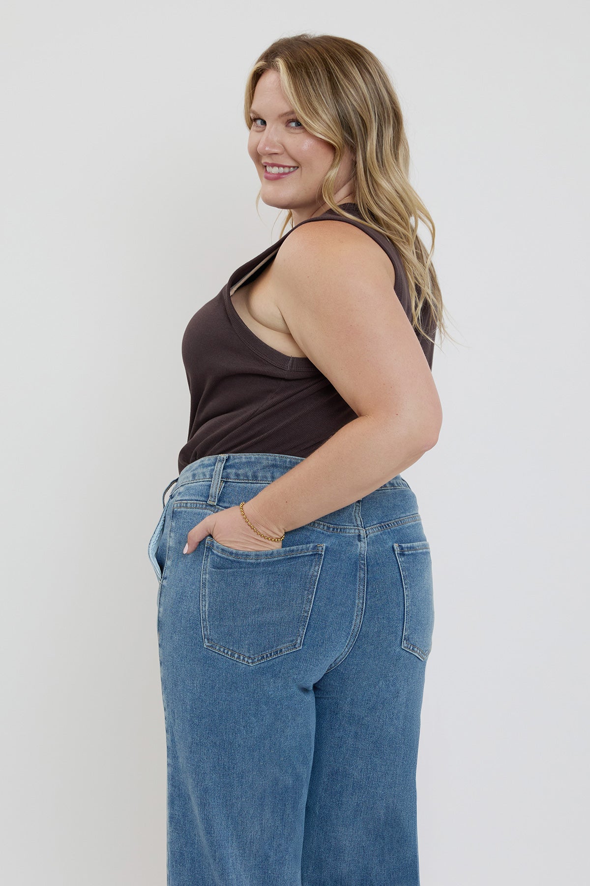 Women's Plus Front Seam Wide Leg Jeans