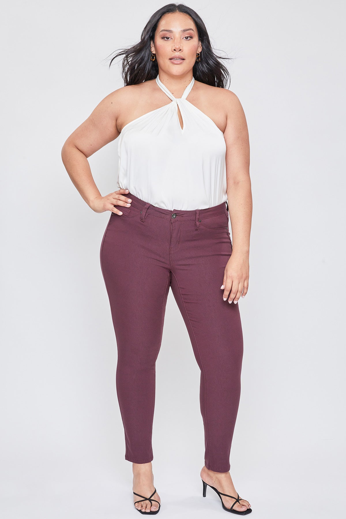 Women's Plus Size Hyperstretch  Skinny Pants, Plum