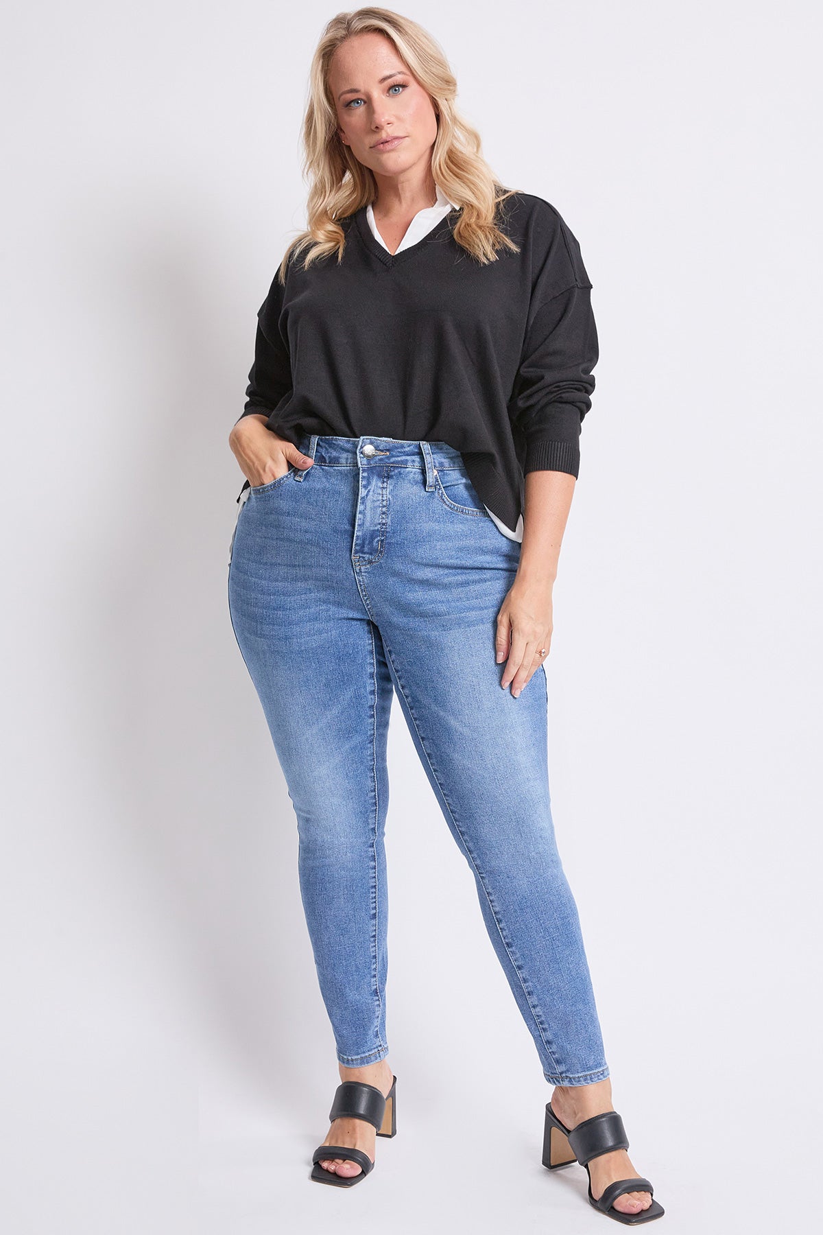 Women's Plus High Rise Basic 5 Pocket Skinny Jeans