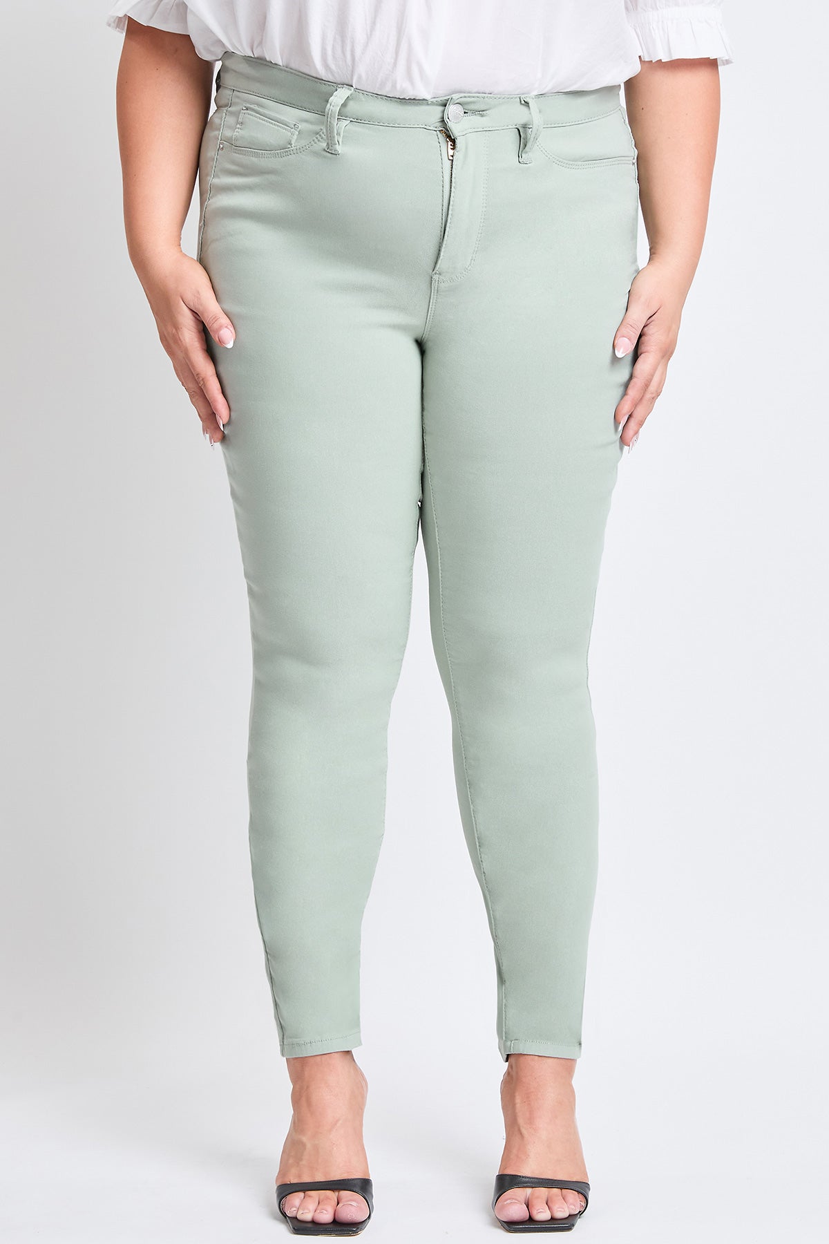 Women's Plus Size Hyperstretch Tummy Control Skinny Pants, Aloe
