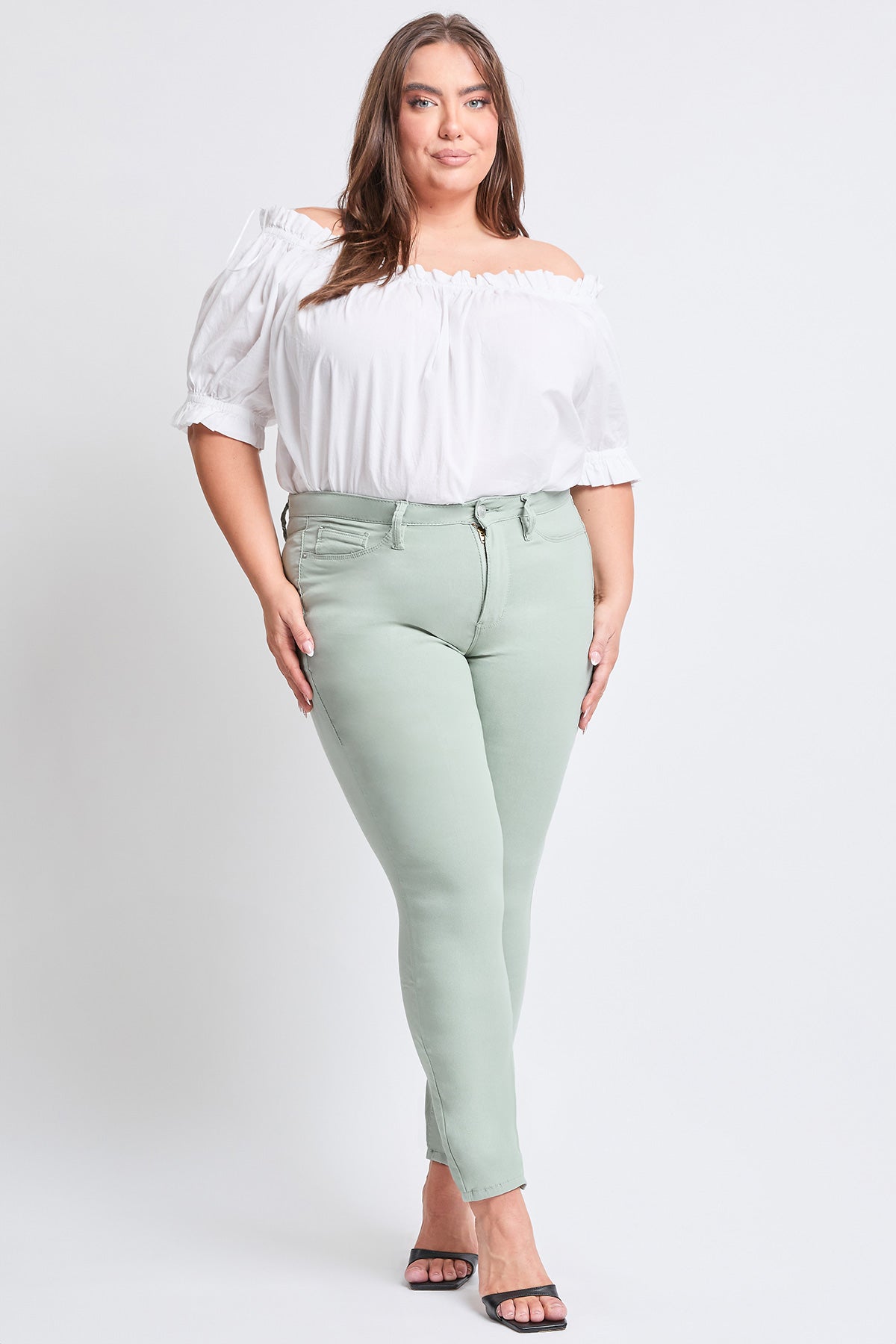 Women's Plus Size Hyperstretch Tummy Control Skinny Pants, Aloe