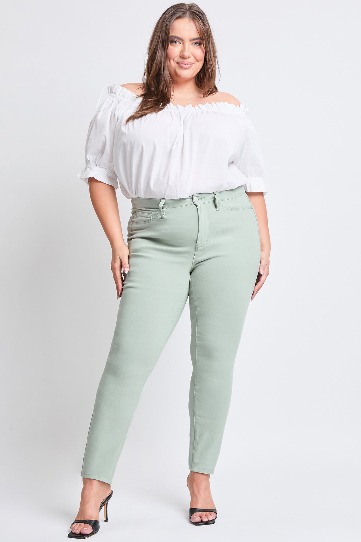 Women's Plus Size Hyperstretch Tummy Control Skinny Pants, Aloe