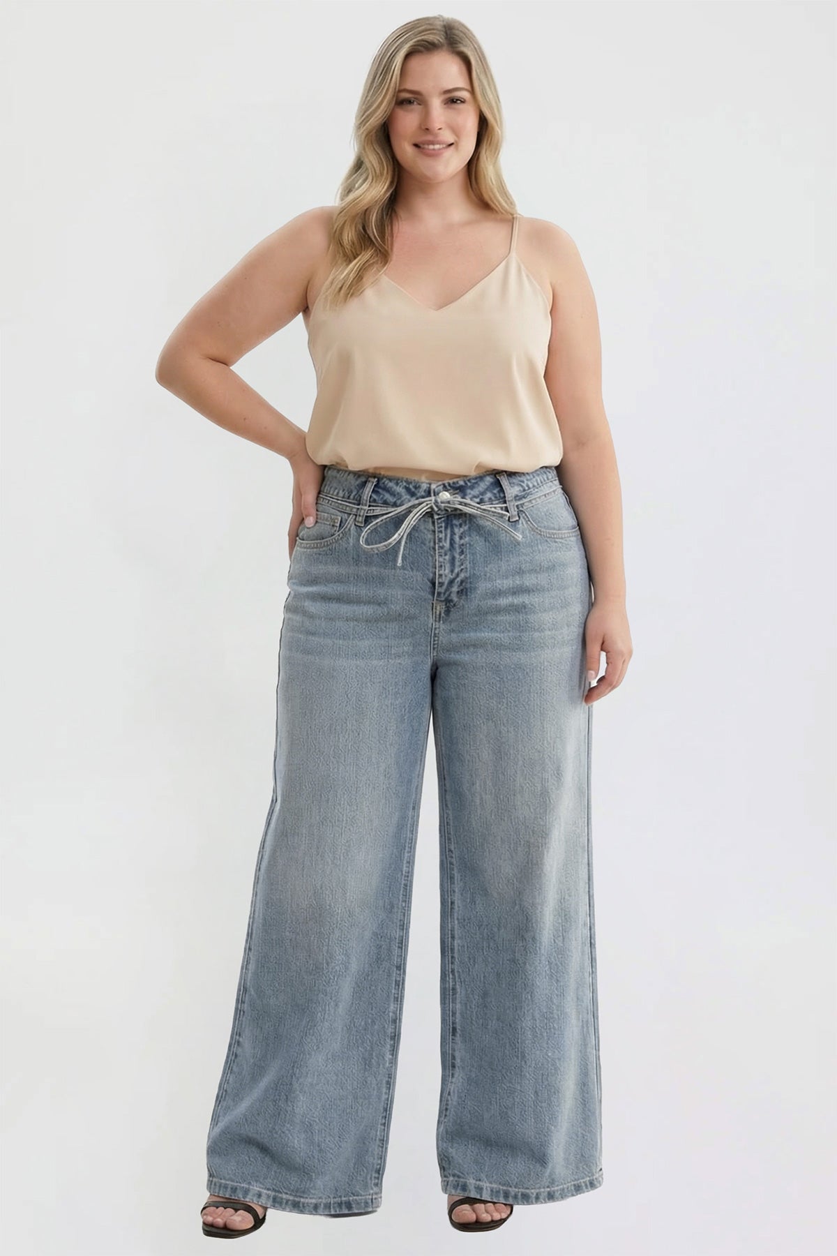 Women's Plus Luxe Wide Leg Tie Front Jeans