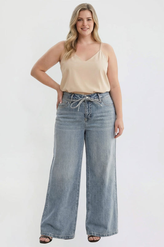 Women's Plus Luxe Wide Leg Tie Front Jeans
