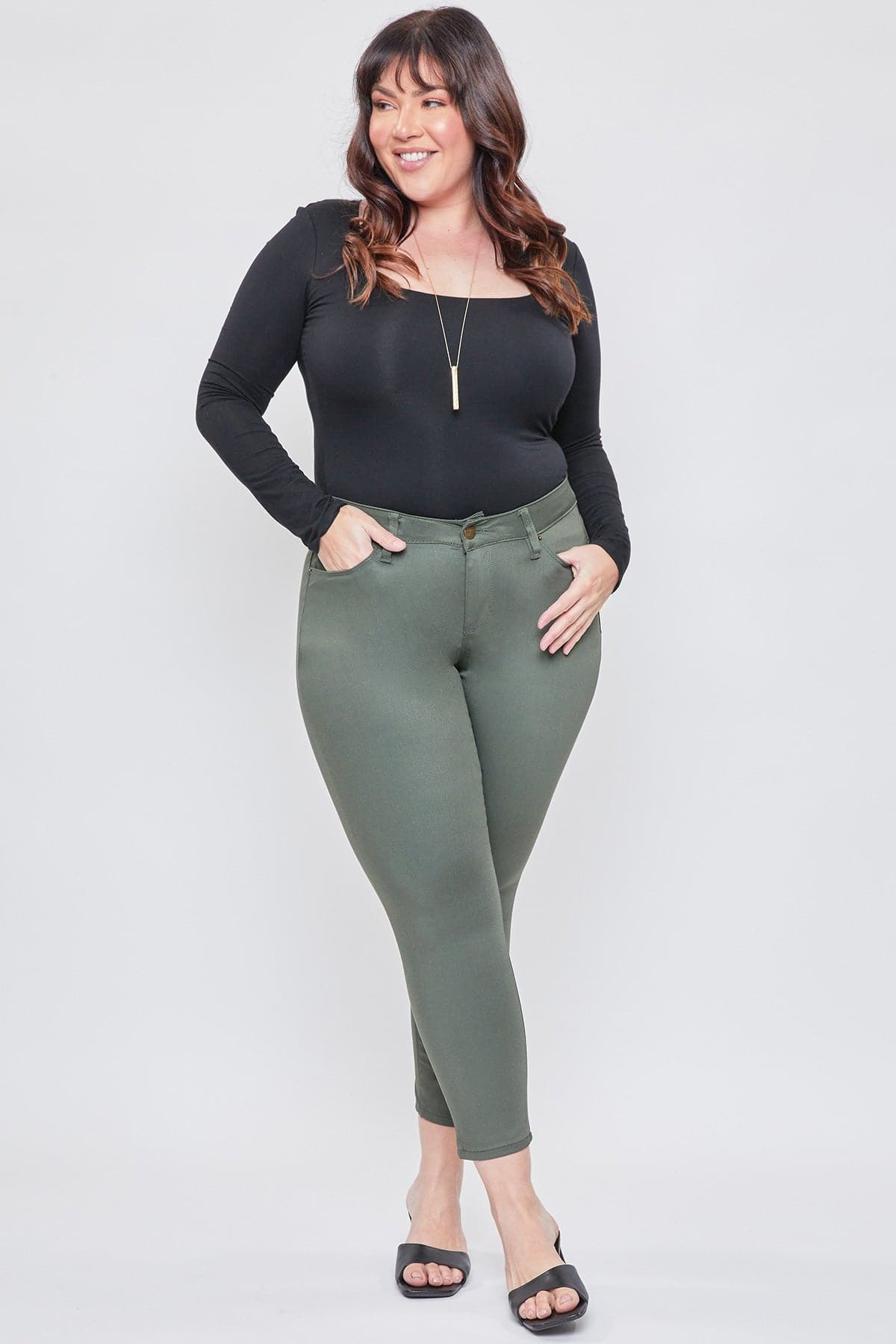 Women's Plus Size Hyperstretch Ankle Pants, Olive