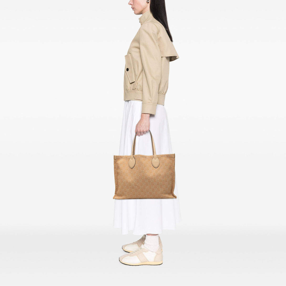 Tote Bag Ophidia Denim Beige (Pre-Owned)