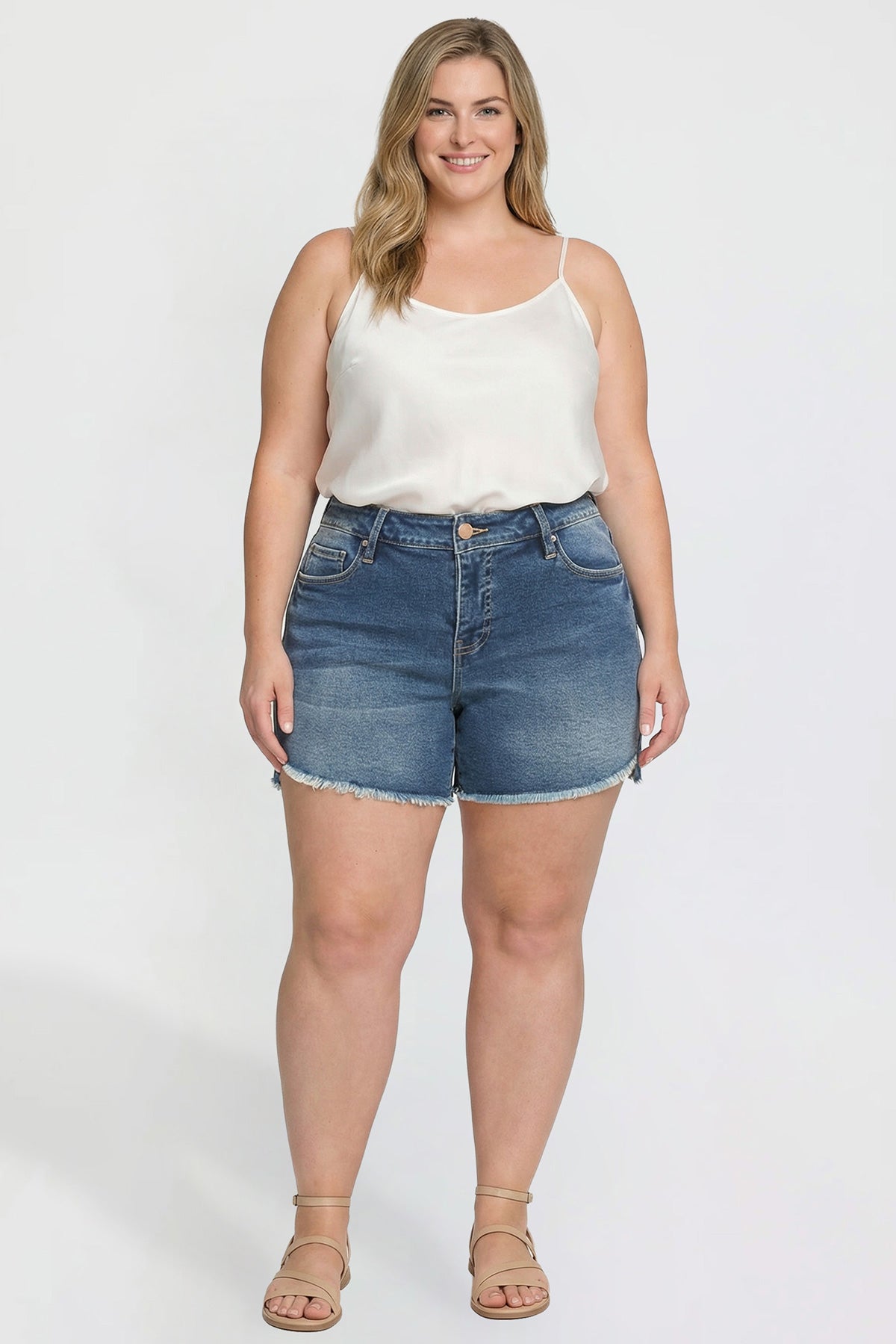 Women's Plus Premium Stretch Fray Hem Shorts