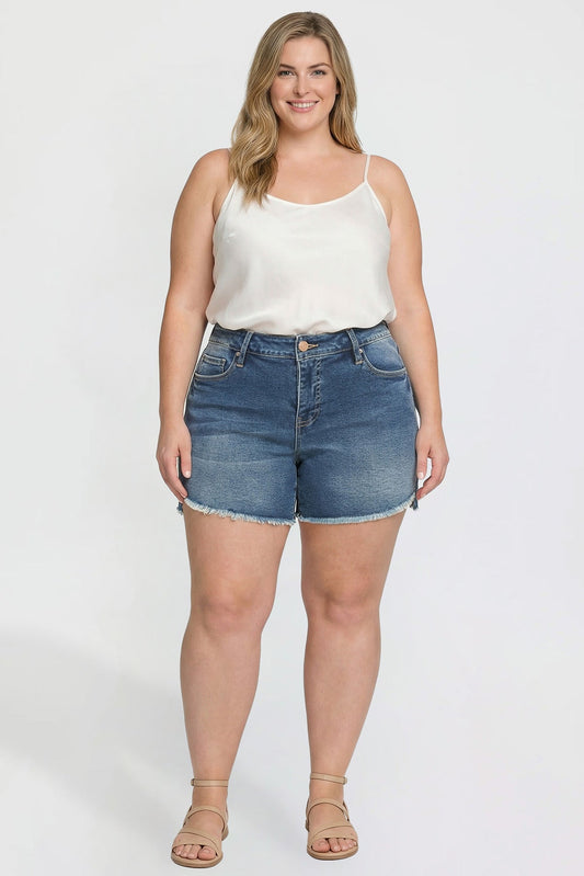 Women's Plus Premium Stretch Fray Hem Shorts