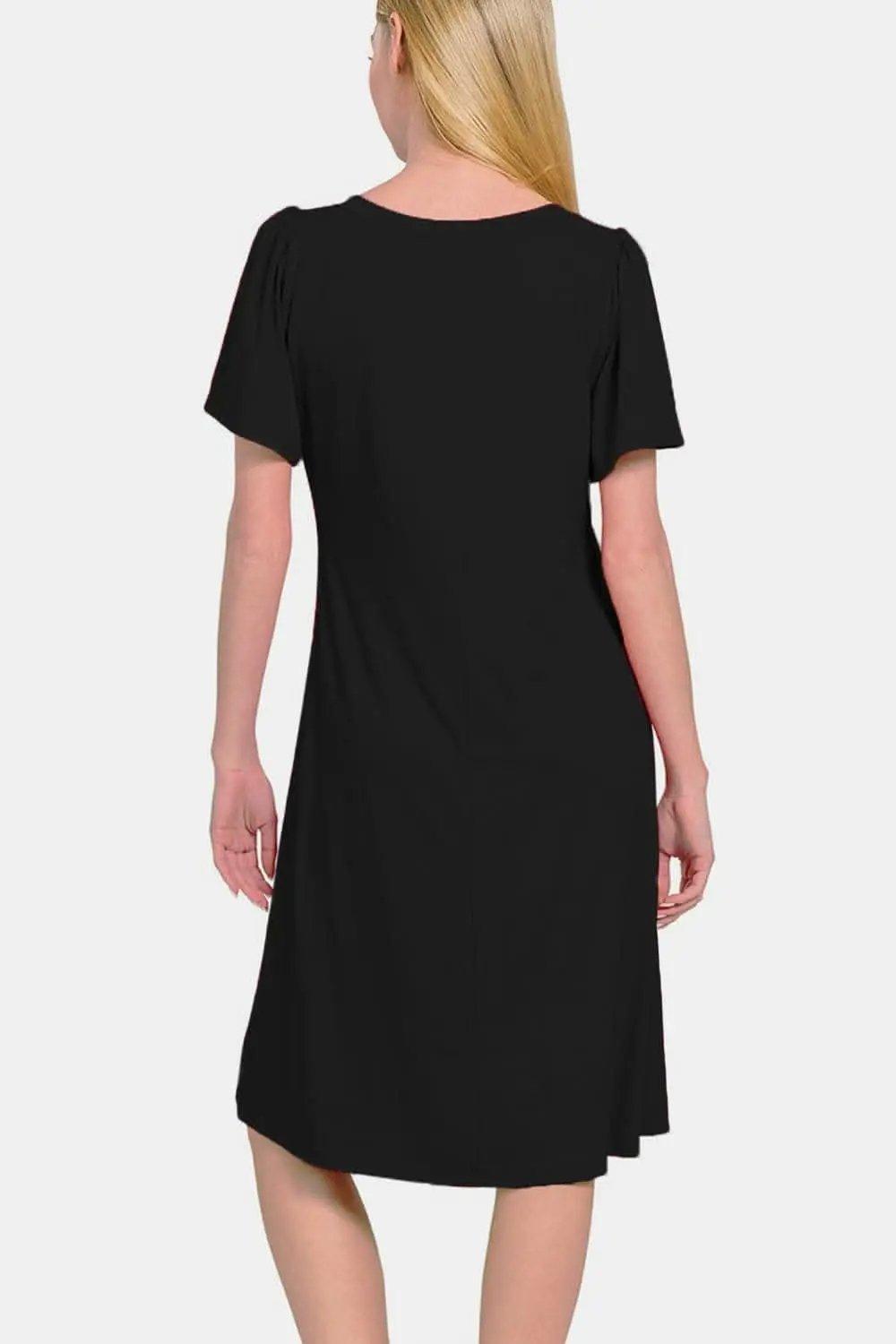 Trendsi Zenana V-Neck Short Sleeve Dress for Effortless El