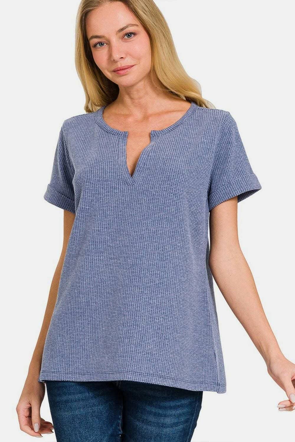 Women's Blouse - Notched Neck - Chic Style Top