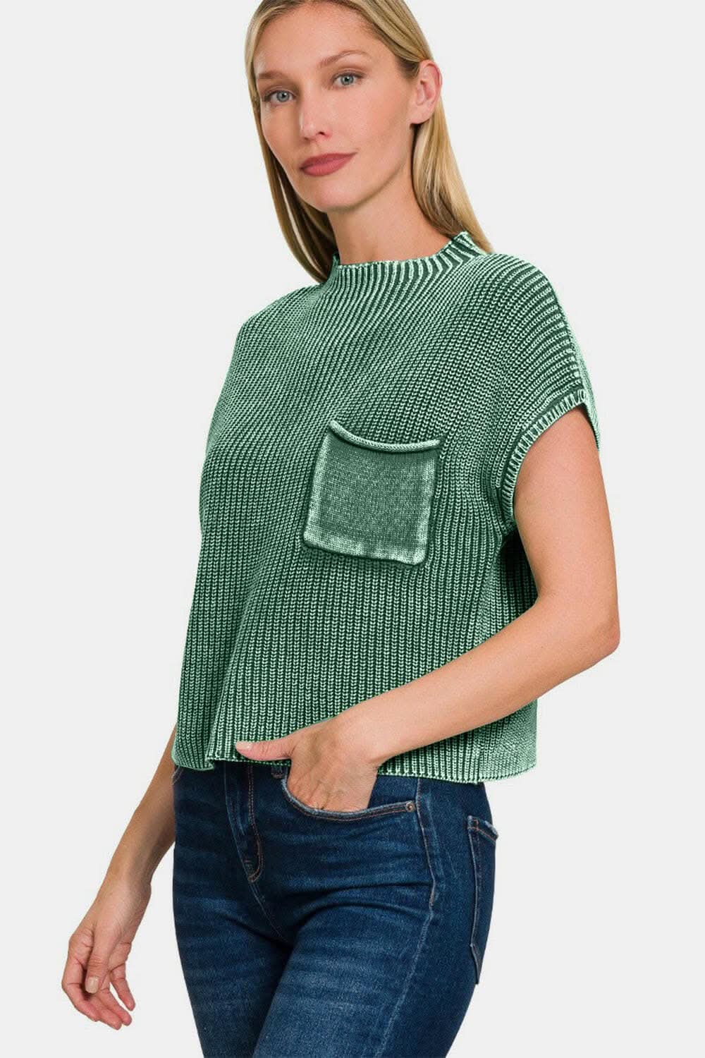 Trendsi Zenana cropped mock neck sweater