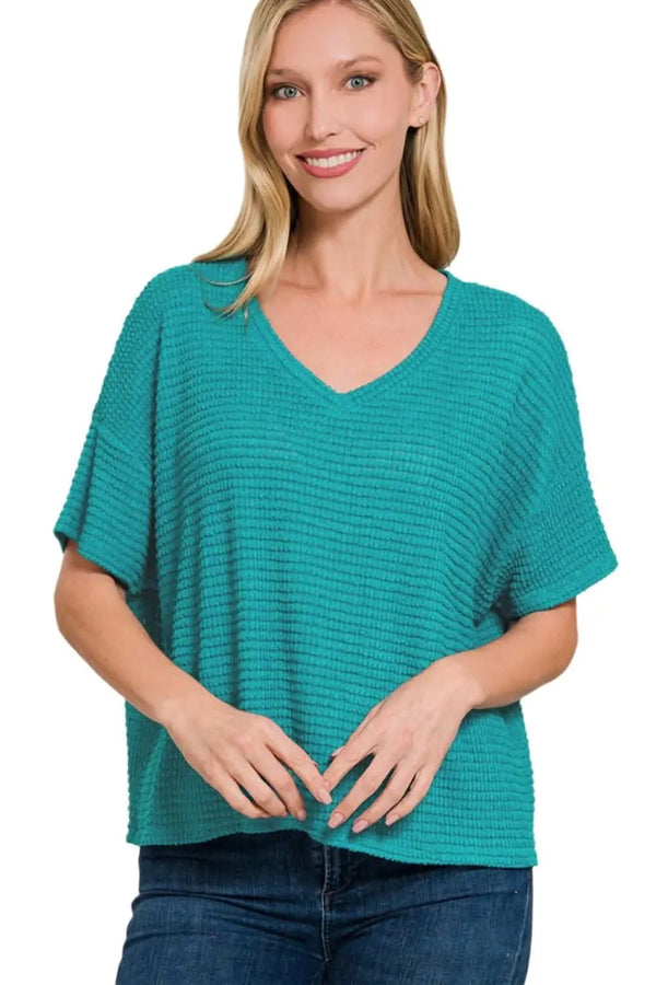 Top - Jacquard Knit Drop Shoulder - Relaxed Fit