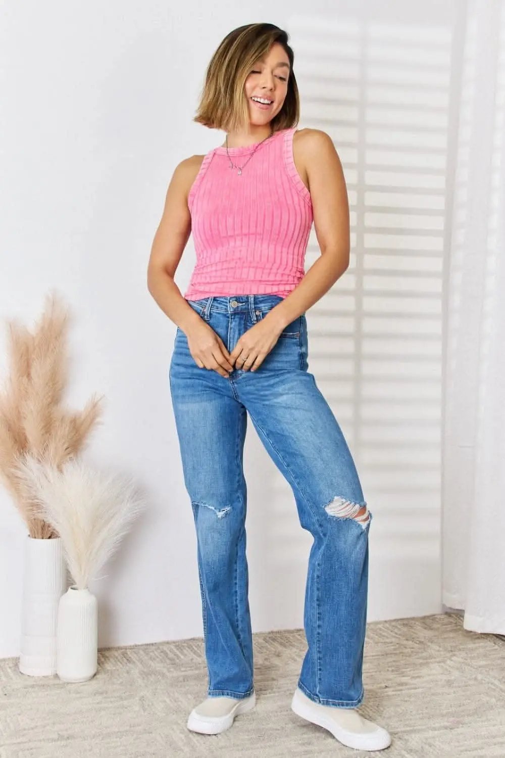 Trendsi Ribbed Tank Top Women's Casual Basic Everyday Top Soft & Stretchy