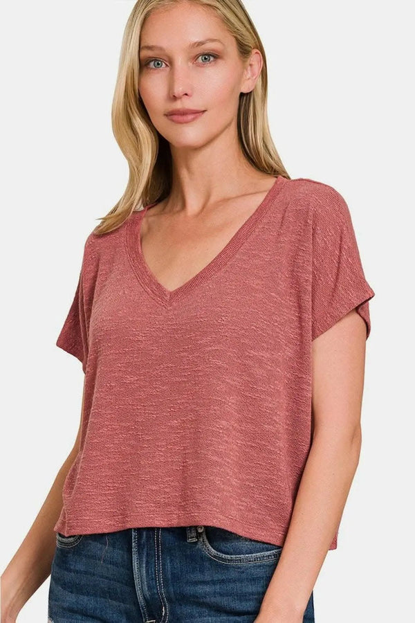Trendsi just arrived - Zenana v-neck cropped t-shirt