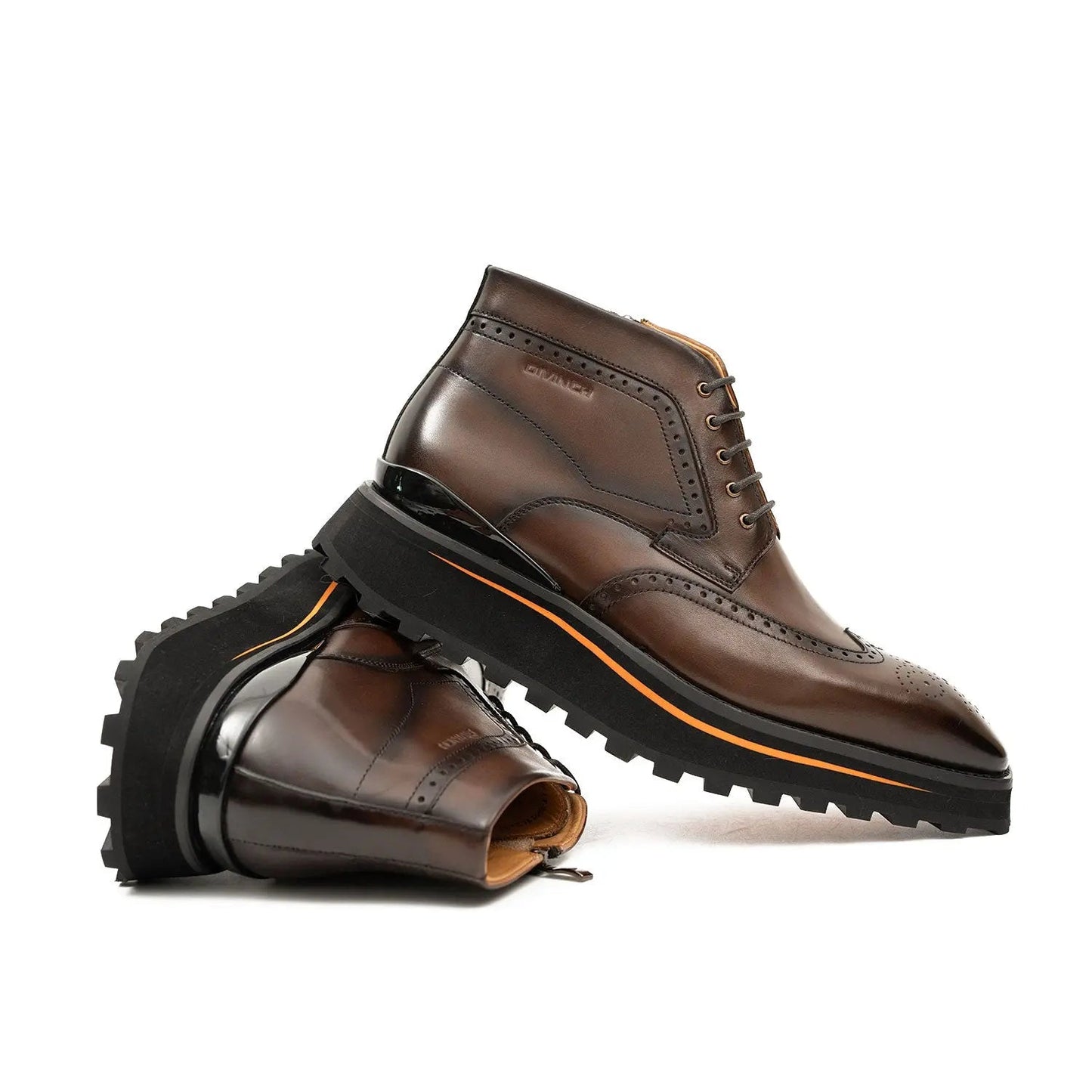 Zipper Brogue Martin Boots 2890 Coffee