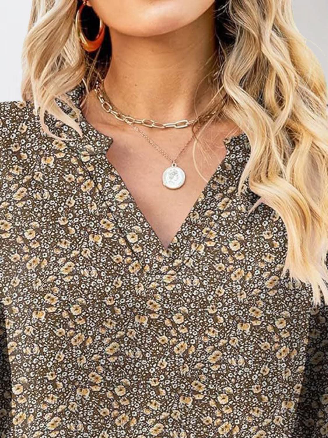 Trendsi Shirts - Chic Notched Sleeve Blouse - Premium Quality