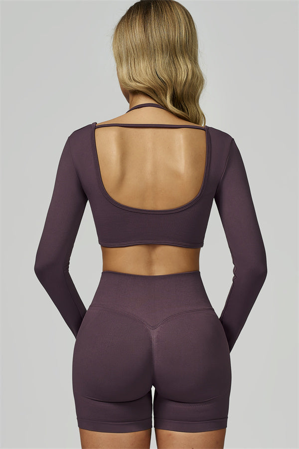 The Prime Long Sleeve Crop Top Shorts 2-Piece Set