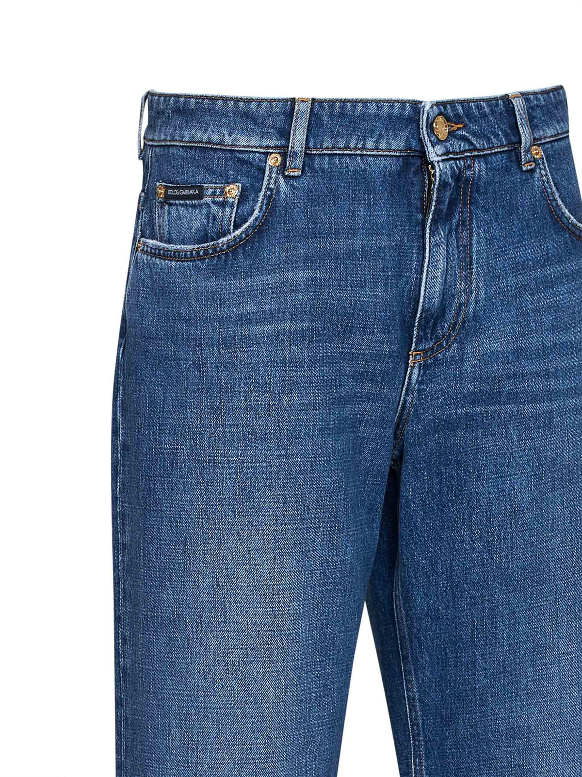 Jeans Blue Cotton Straight Leg