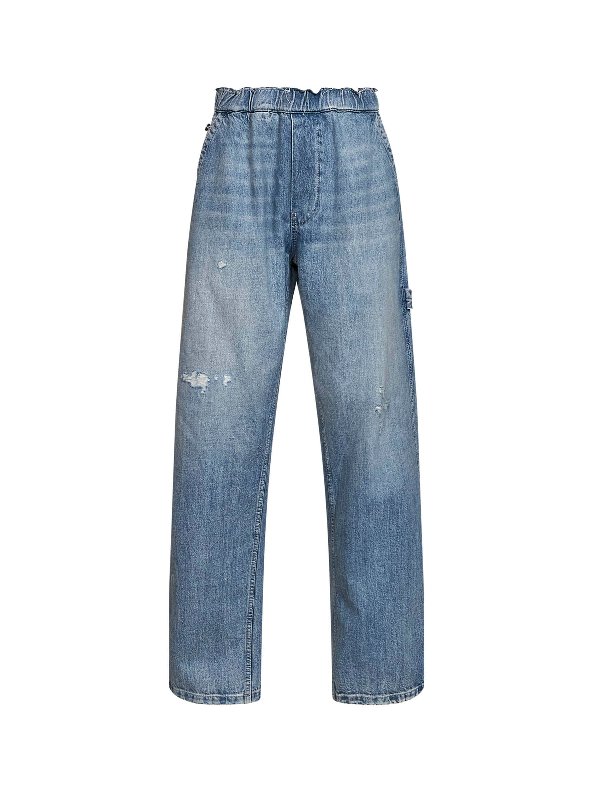 Wide-Leg Jeans Light Blue Cotton