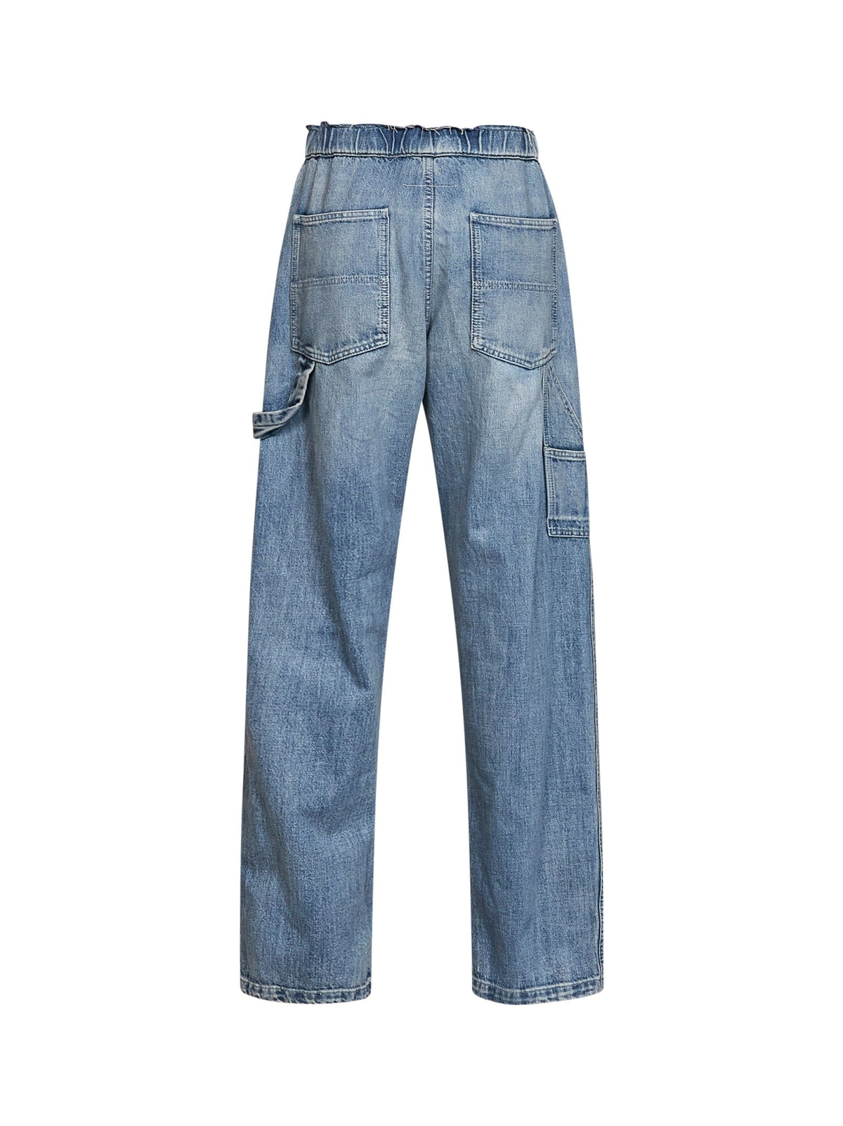 Wide-Leg Jeans Light Blue Cotton