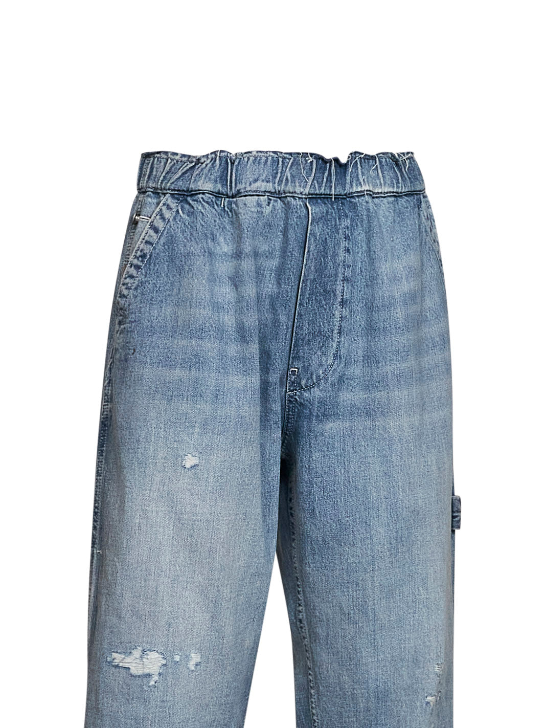Wide-Leg Jeans Light Blue Cotton