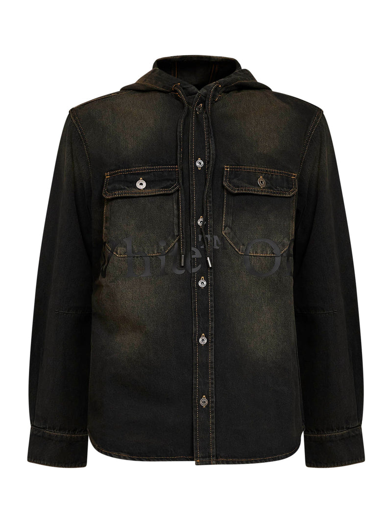 Hooded Denim Jacket Bookish Black