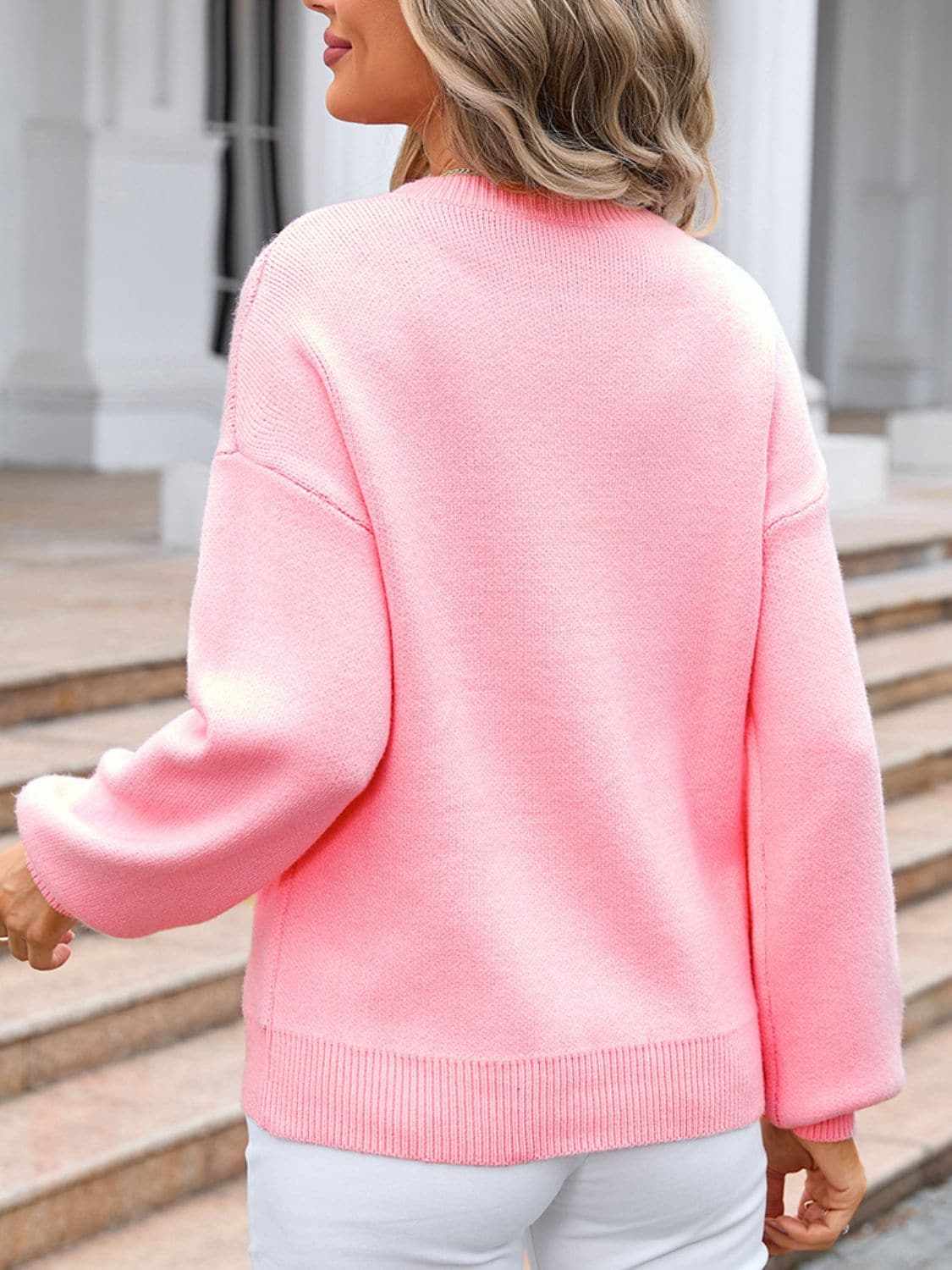 Trendsi Charming bow print long sleeve sweater