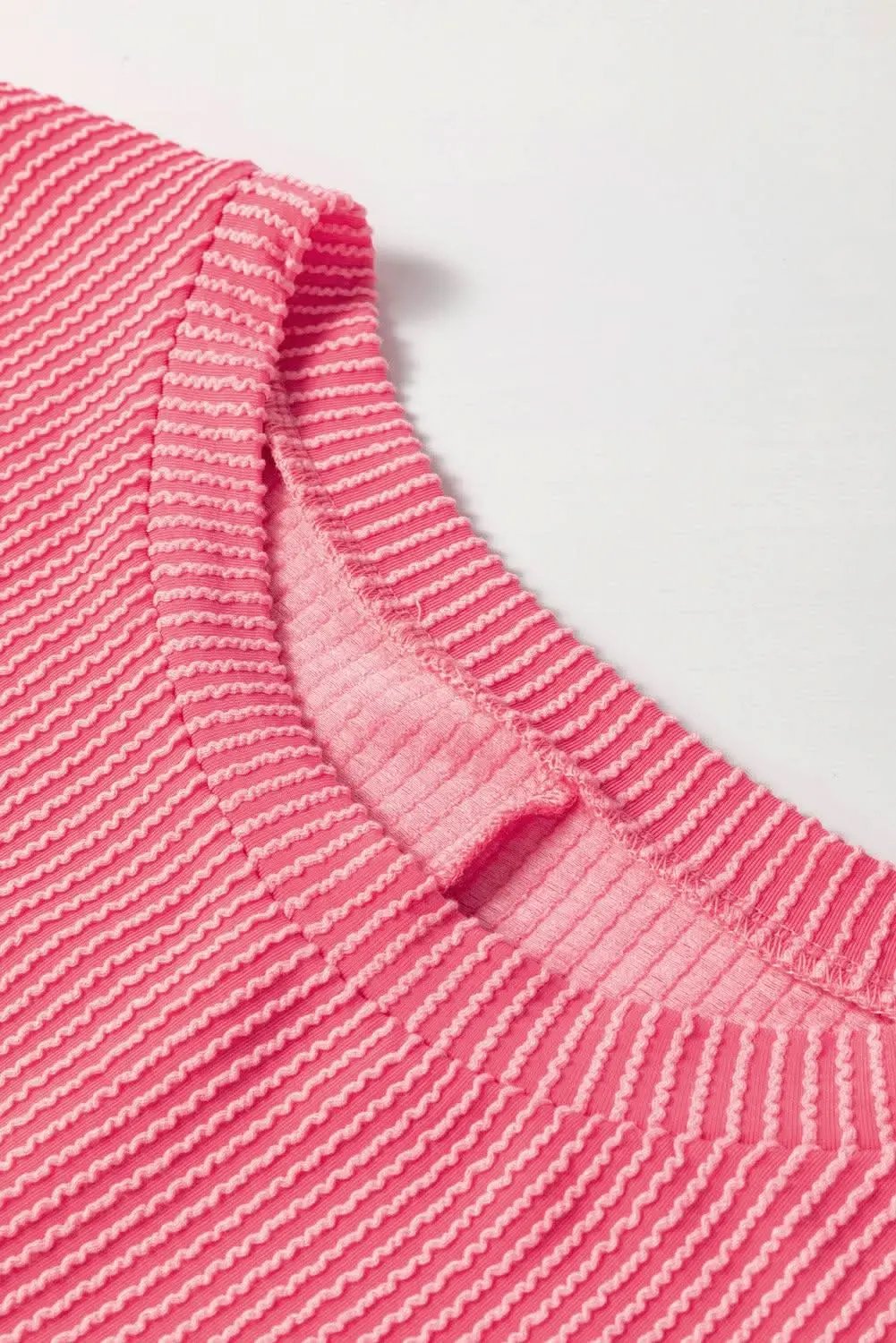 Love Salve Peach Blossom Ribbed Tee Plus Size Women's Versatile Top - Chic & Fashionable