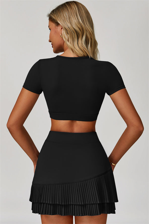 The Lavish Cut-out Crop Top Tennis Skirt 2-Piece Set