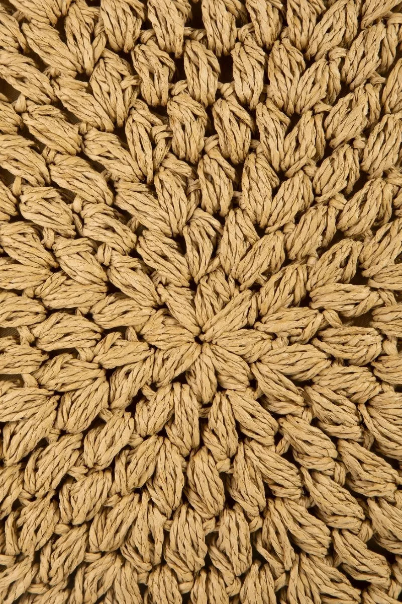 Fame Circle Handle Circle Straw Braided Hand Bag