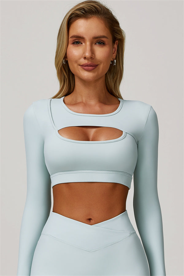 The Lavish Long Sleeve Cut-out Crop Top Leggings 2-Piece Set