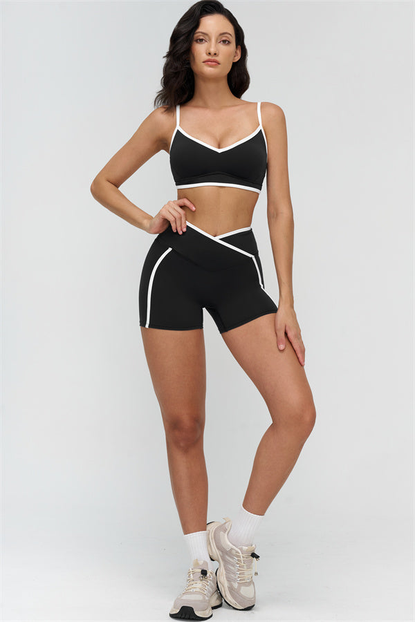 The Crave Contrast Sports Bra Shorts 2-Piece Set