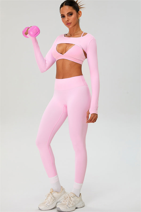 The Ember Sports Bra Crop Top Leggings 3-Piece Set