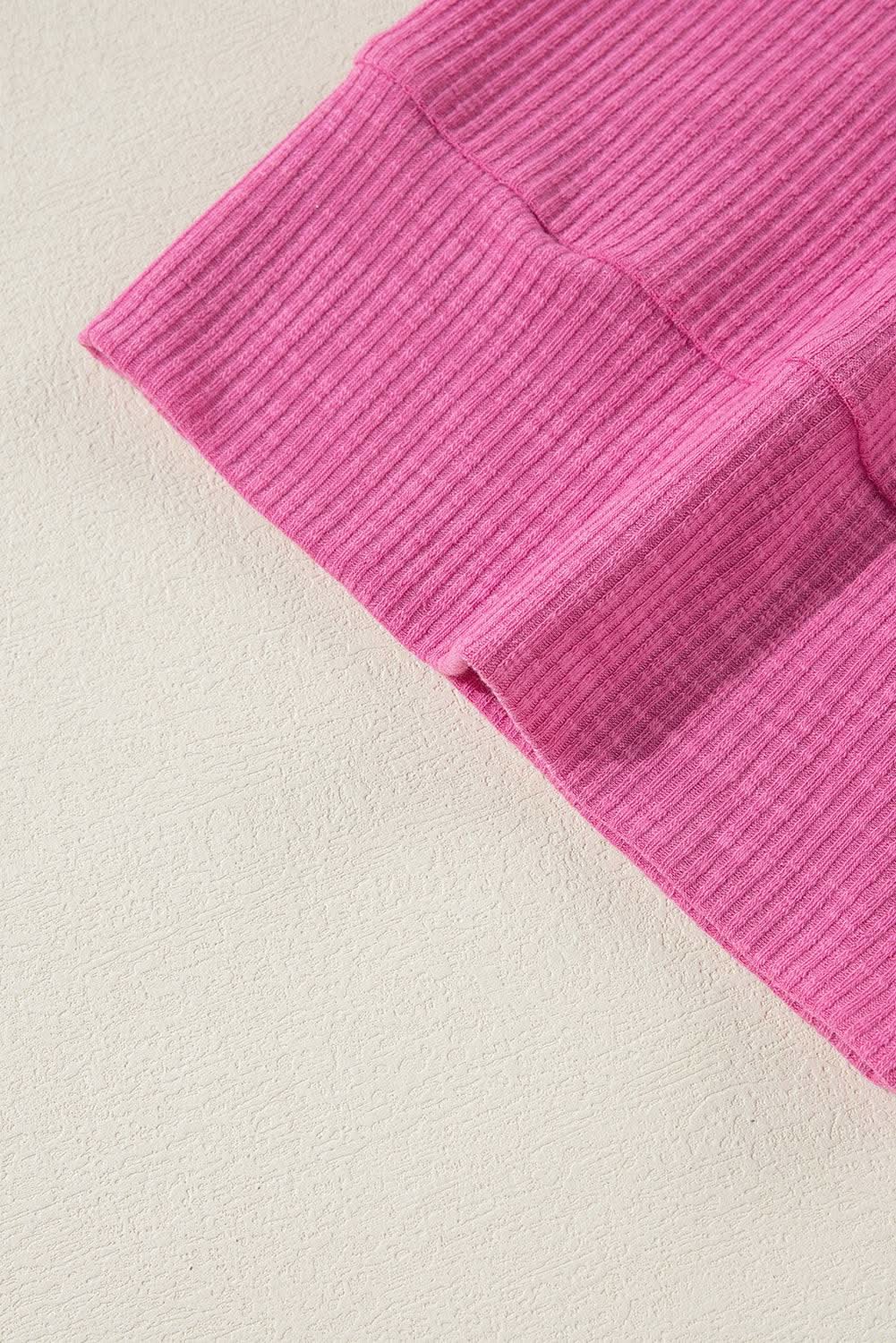 Oversize Top - Pink Colorblock 3/4 Sleeve - Chic Fashion