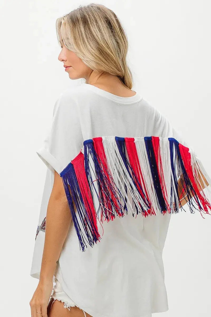 Women's T-Shirt - Sequin Flag - Patriotic USA
