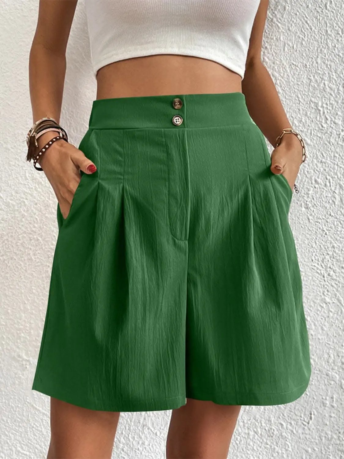 Trendsi High-waisted pocket shorts for women