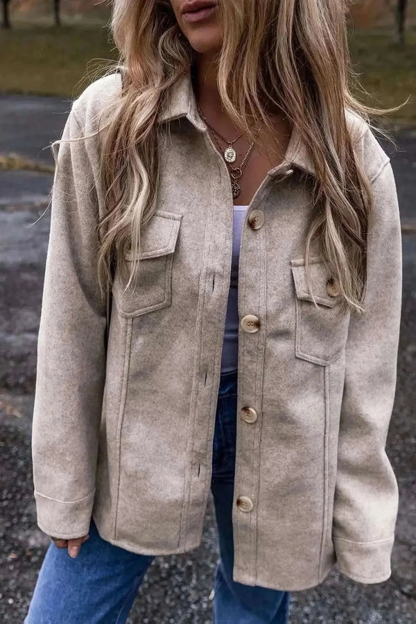 Trendsi Long Sleeve Collared Jacket Women's Fall Fashion Layering Top