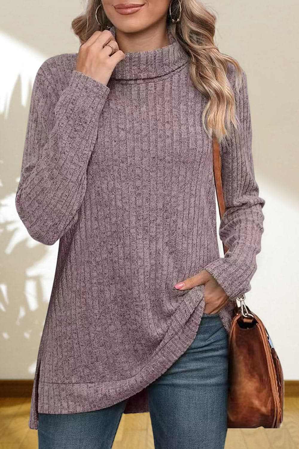 Trendsi Chic high-low turtleneck top