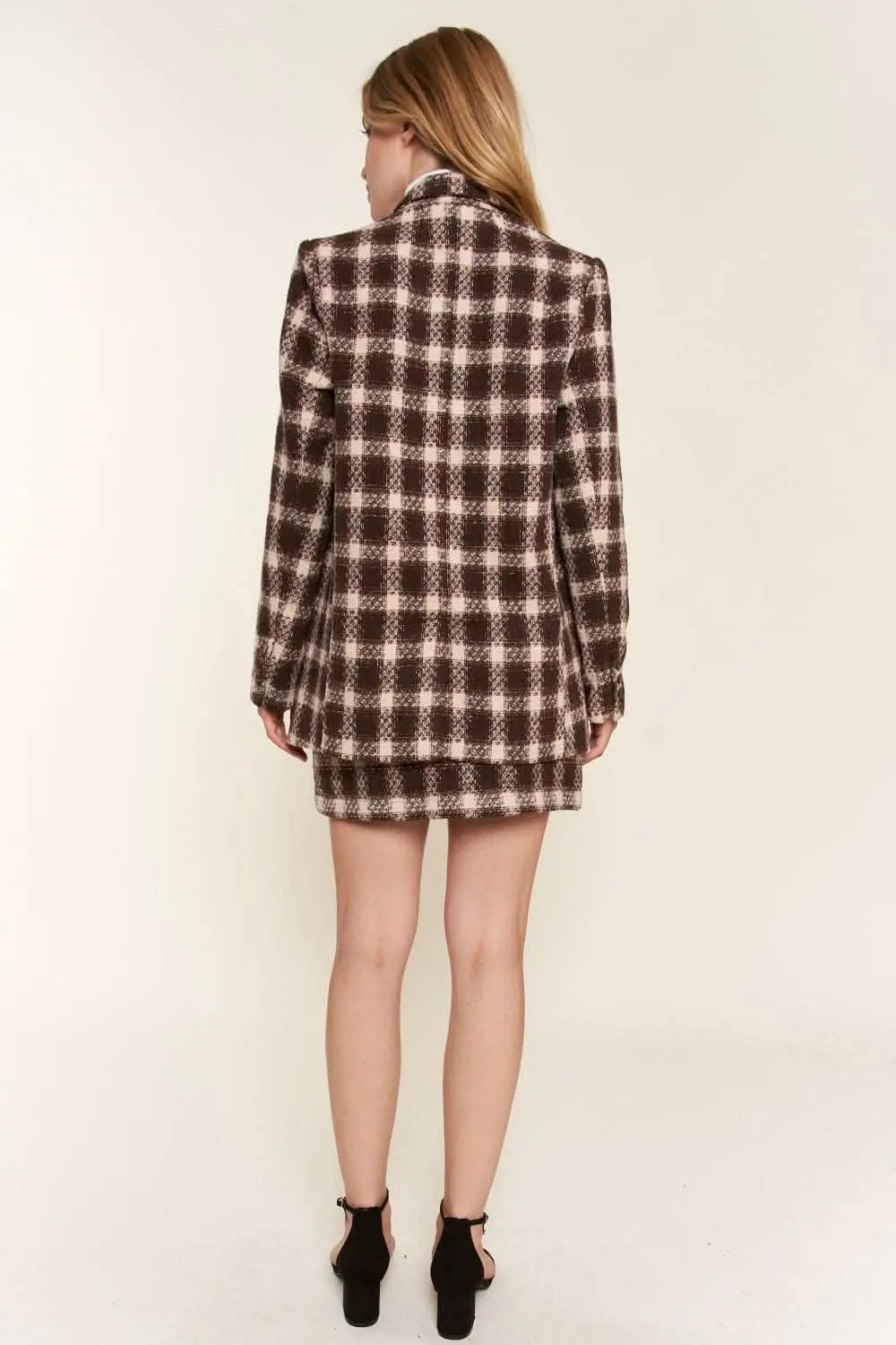 Trendsi Plaid brushed blazer for women