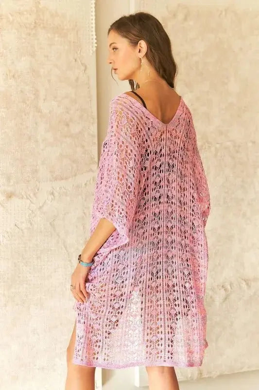 Crochet Tunic Top - Sheer High-Low Openwork - Summer Beach Cover-Up