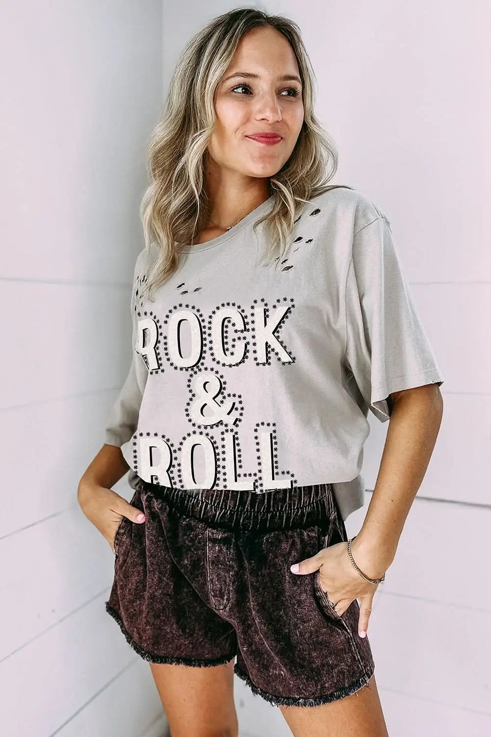 T-Shirt - Gray Rock Music Lovers - Distressed Vintage Style