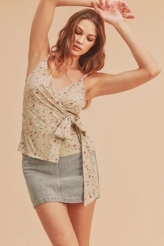 Cami - Ditsy Floral Adjustable Straps - Surplice Top