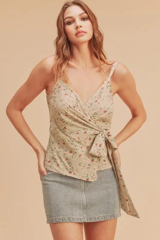 Cami - Ditsy Floral Adjustable Straps - Surplice Top