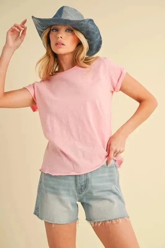T-Shirt - Lettuce Edge Round Neck Short Sleeve - Women's