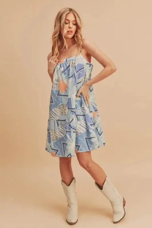 Mini Cami Dress - Light Blue - Casual Style