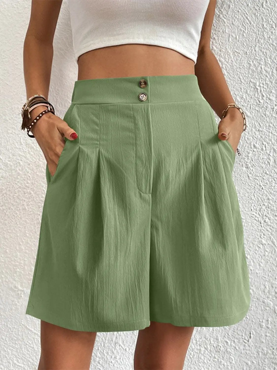 Trendsi High-waisted pocket shorts for women