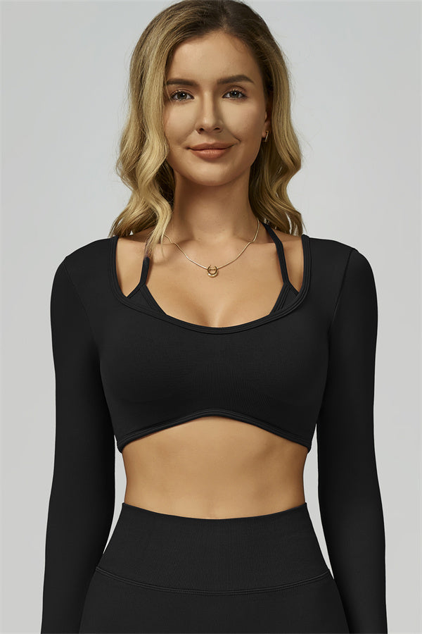 The Prime Long Sleeve Crop Top Shorts 2-Piece Set